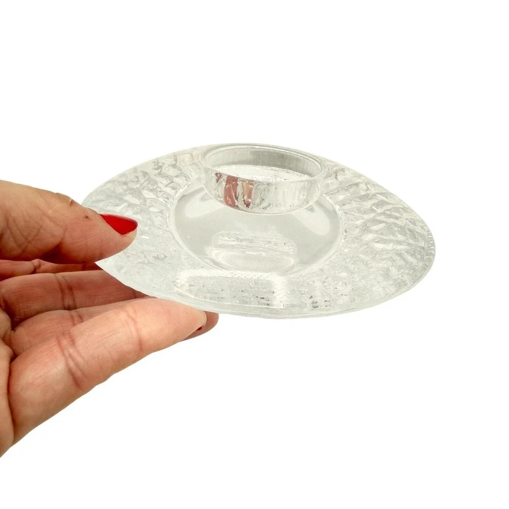Vintage Orrefors Swedish Art Glass Candle Holder • Scandinavian Crystal Decor 5